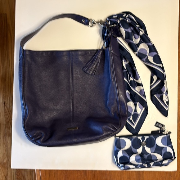 Coach Avery leather large hobo bag & accessory bag & scarf & keychain